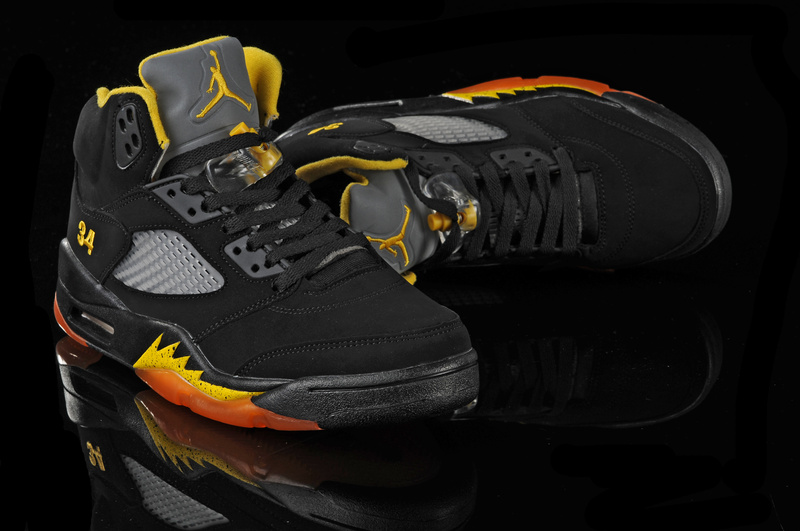 Real Air Jordan 5 Black Orange Yellow - Click Image to Close