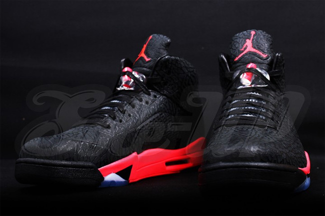 2015 New Jordan 5 Black Red Retro - Click Image to Close