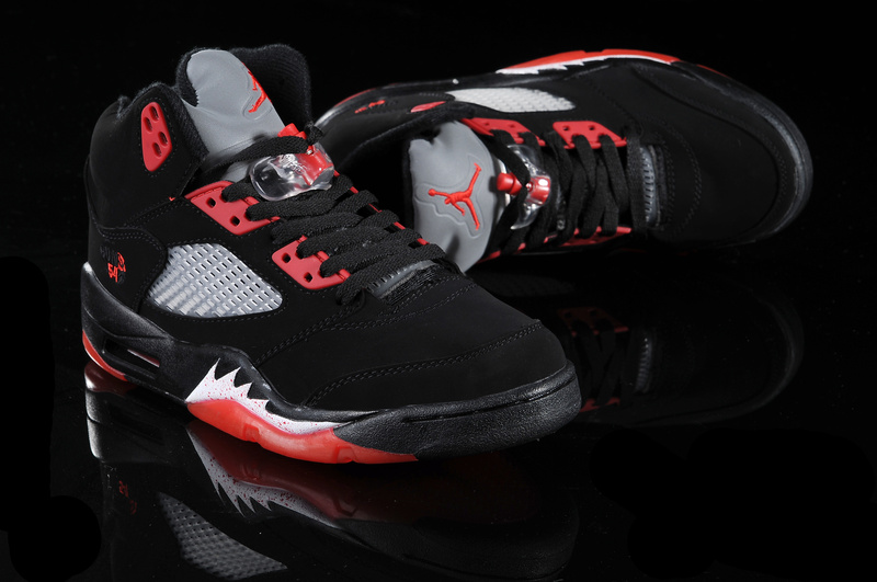 Real Air Jordan 5 Black Red White