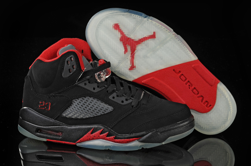 Real Air Jordan 5 Black Red White