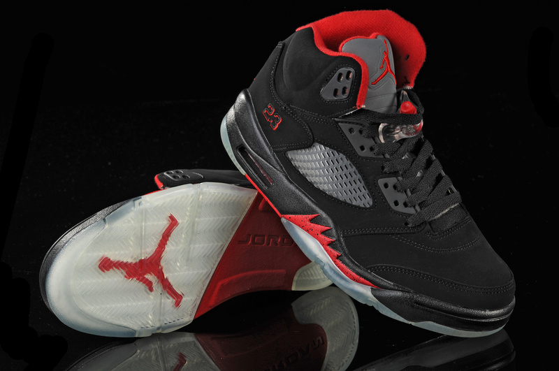 Real Air Jordan 5 Black White Red