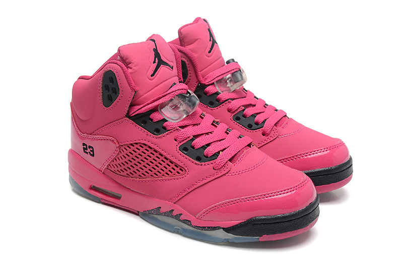 2015 New Jordan 5 Hot Pink Black For Women