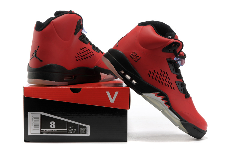 Air Jordan 5 Red Black Shoes - Click Image to Close