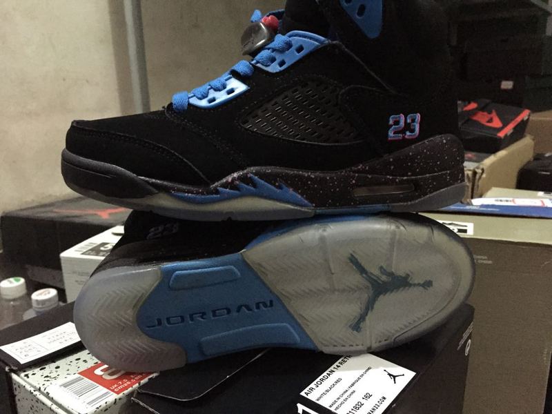 2015 Air Jordan 5 South Beach Black Blue Shoes