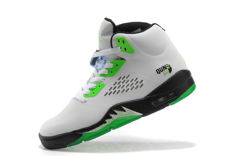 Air Jordan 5 White Green Black Shoes - Click Image to Close
