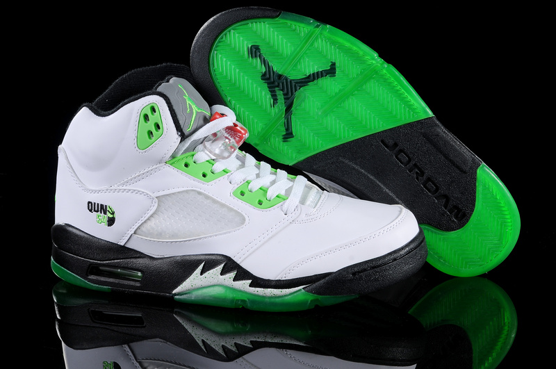 Real Air Jordan 5 White Green White