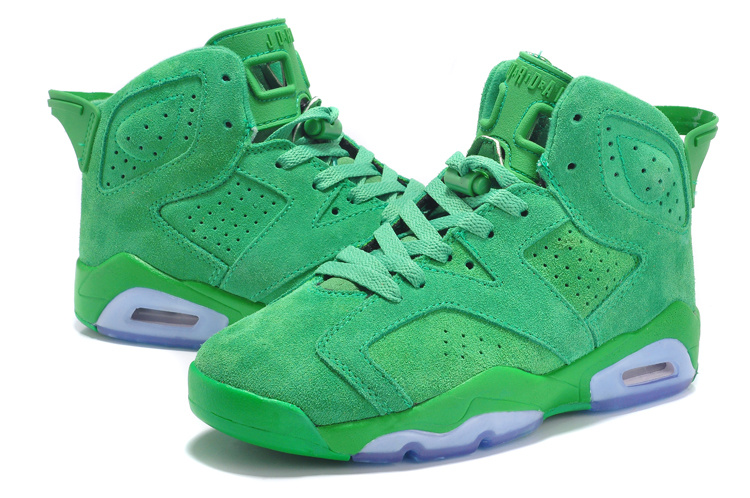 Air Jordan 6 Suede All Green Shoes - Click Image to Close