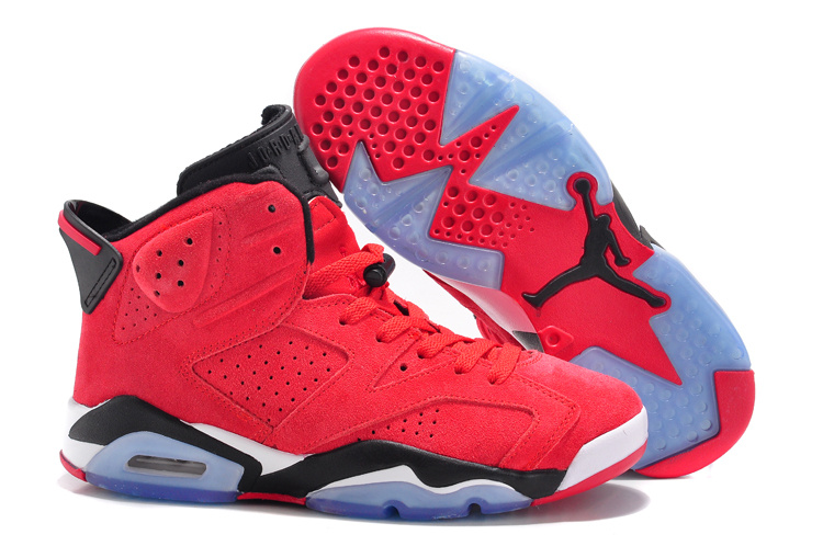 New Women Air Jordan 6 Suede Red Black Shoes - Click Image to Close