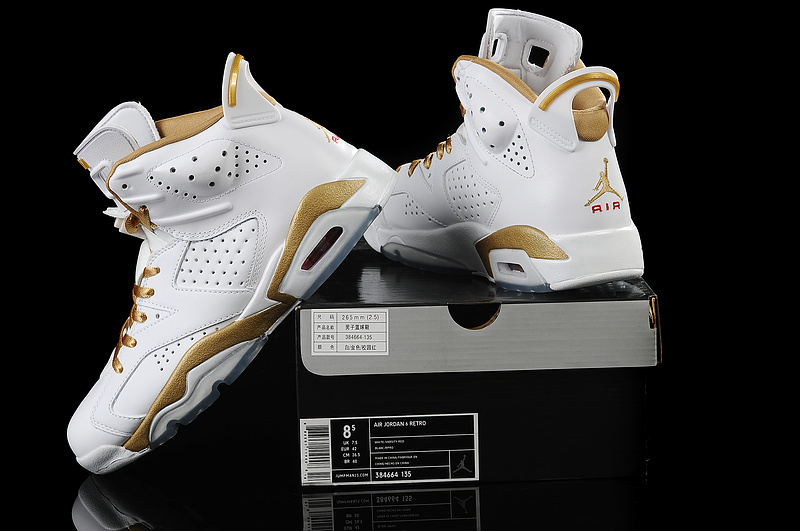 white and gold jordan 6s