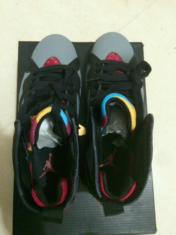 New Jordan 7 Grey Black Red Yellow - Click Image to Close