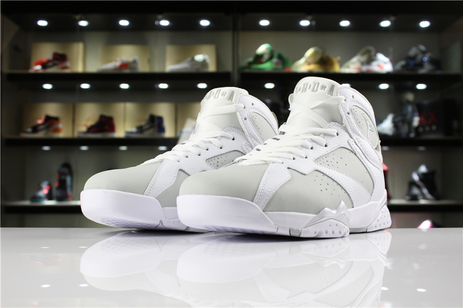 New Air Jordan 7 Pure Money White Metallic Silver Pure Platinum - Click Image to Close