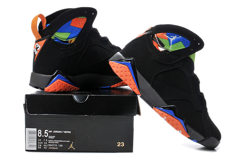 2015 New Jordan 7 Retro Black Orange Blue