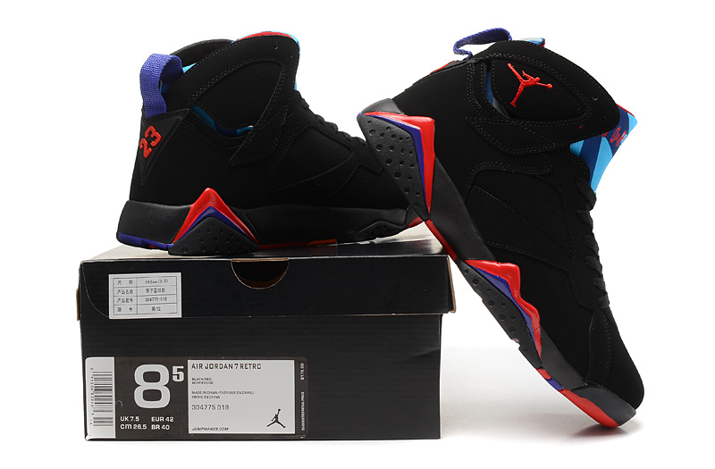 2015 New Air Jordan 7 Black Red Blue - Click Image to Close