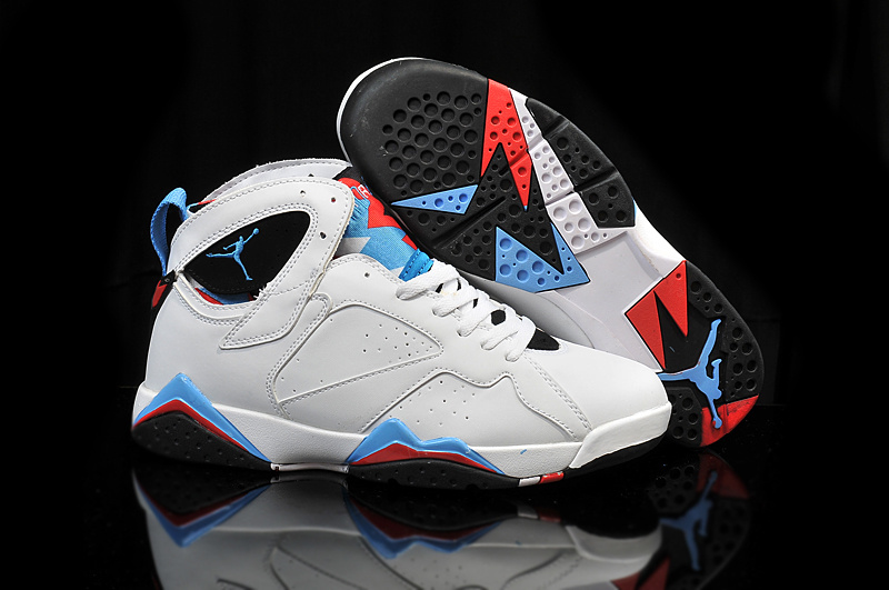 2015 Air Jordan 7 Retro OG White Blue Black Red Shoes - Click Image to Close