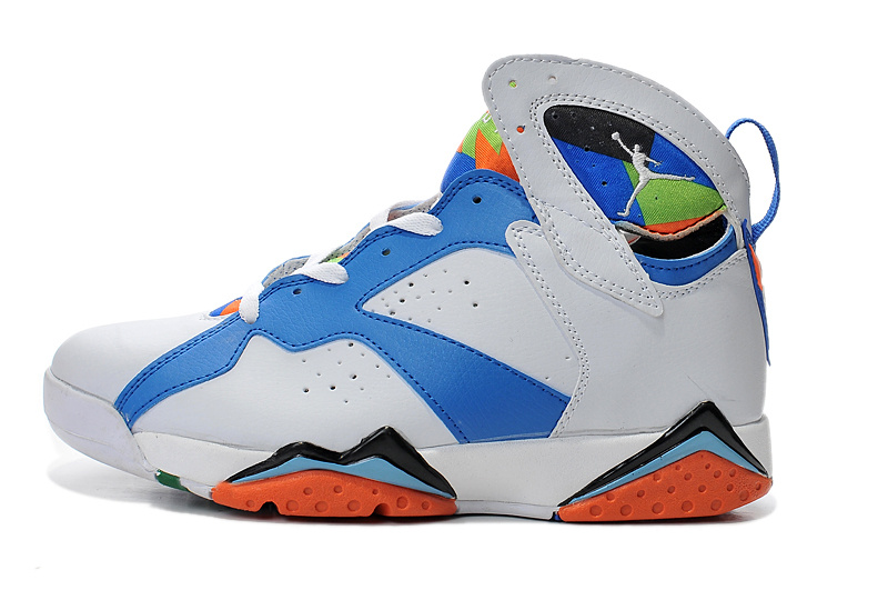 2015 New AirJordan 7 White Blue Orange - Click Image to Close