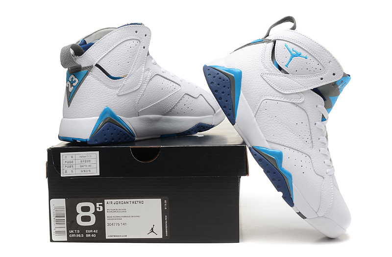 2015 New Air Jordan 7 White Blue - Click Image to Close