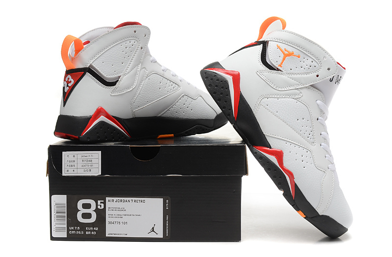 2015 New Jordan 7 Retro White Orange Red Black