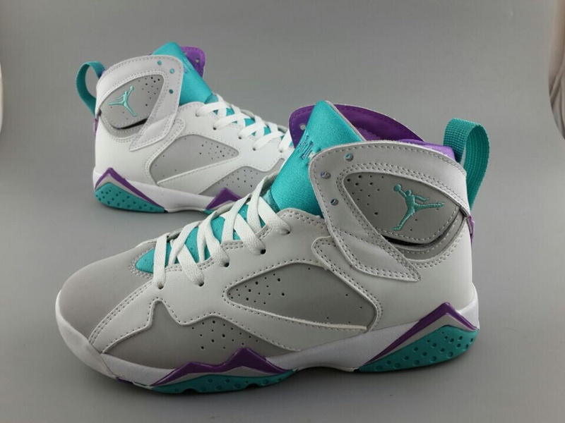 2015 New Jordan 7 White Grey Blue Purple For Women