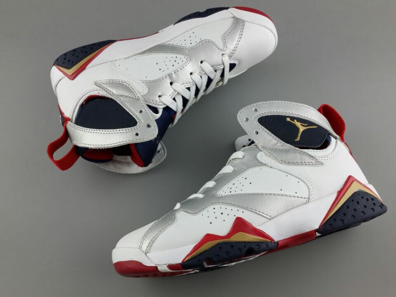 2015 New Jordan 7 White Silver Red Blue - Click Image to Close