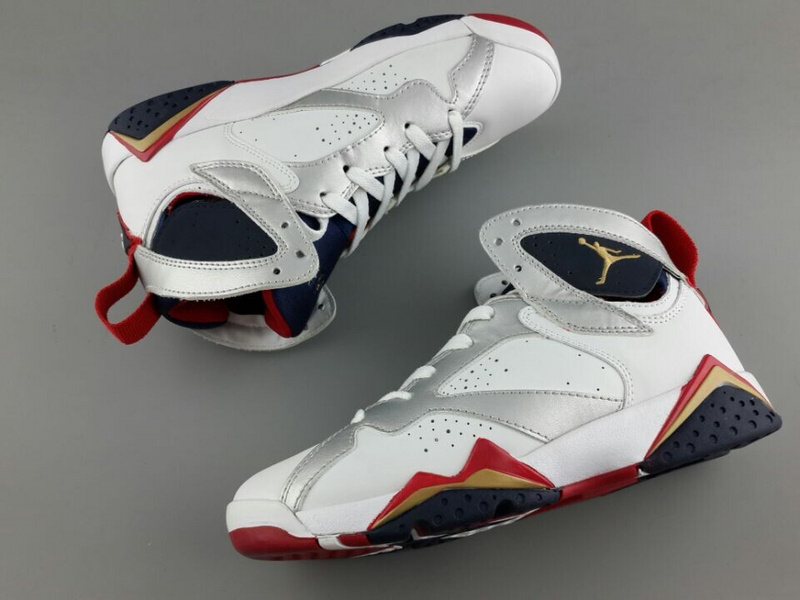 2015 New Jordan 7 White Silver Red Blue