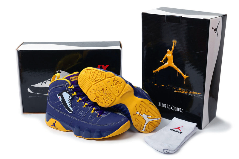 New Air Jordan 9 Hardcover Blue Yellow Shoes - Click Image to Close