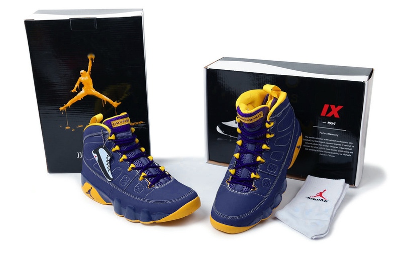 New Air Jordan 9 Hardcover Blue Yellow Shoes - Click Image to Close