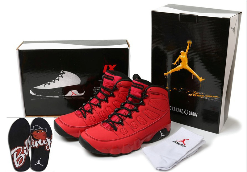 New Air Jordan 9 Hardcover Red Black Shoes