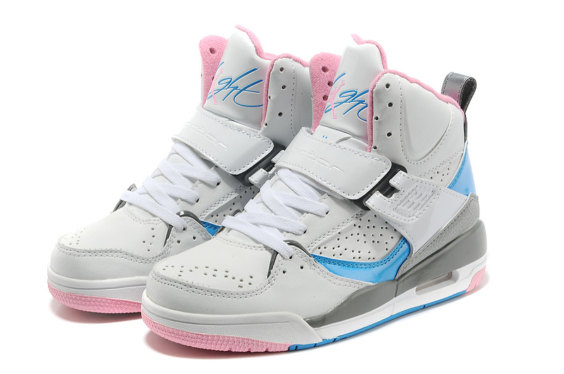 Women Air Jordan Flight 4.5 Grey Pink Blue Shoes