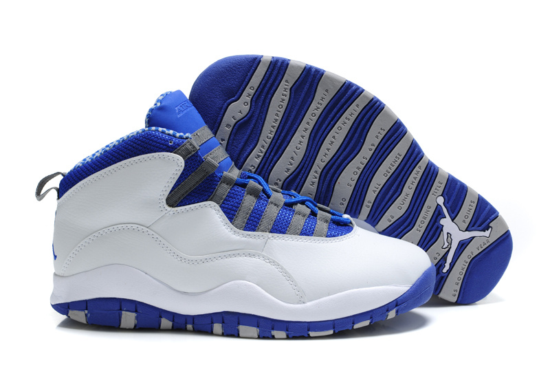 Air Jordan Retro 10 White Blue Shoes - Click Image to Close