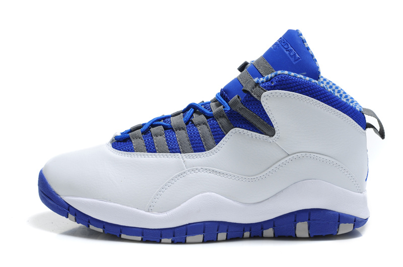 Air Jordan Retro 10 White Blue Shoes - Click Image to Close