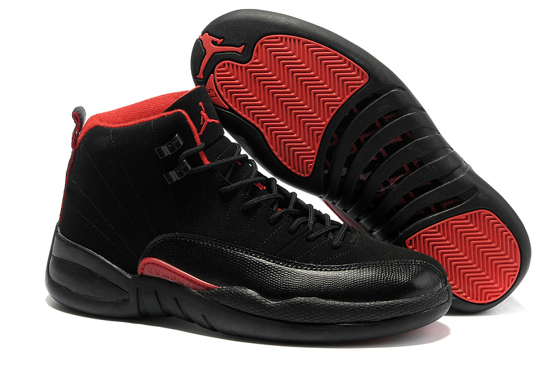 New Arrival Air Jordan Retro 12 Black Red Shoes - Click Image to Close