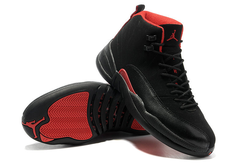 New Arrival Air Jordan Retro 12 Black Red Shoes - Click Image to Close