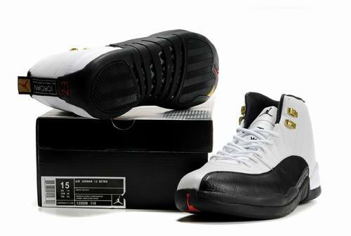 New Arrival Air Jordan Retro 12 White Black Shoes - Click Image to Close