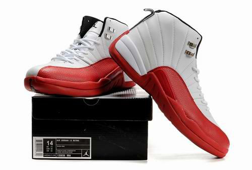 New Arrival Air Jordan Retro 12 White Red Shoes - Click Image to Close