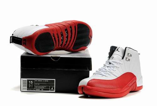New Arrival Air Jordan Retro 12 White Red Shoes - Click Image to Close