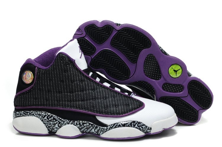 New Arrival Air Jordan Retro 13 Black White Purple Shoes