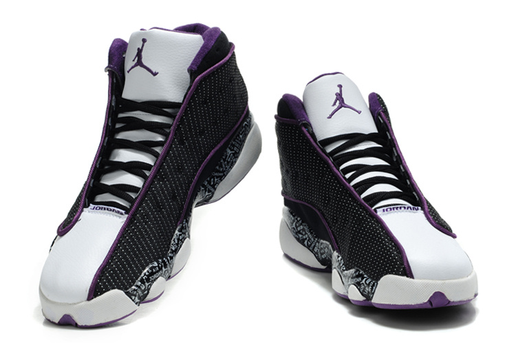 New Arrival Air Jordan Retro 13 Black White Purple Shoes