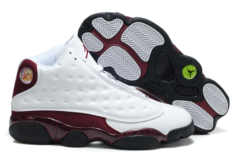 New Arrival Air Jordan Retro 13 White Wine Black Shoes