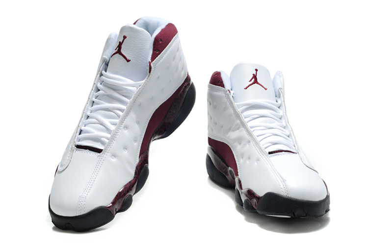 New Arrival Air Jordan Retro 13 White Wine Black Shoes