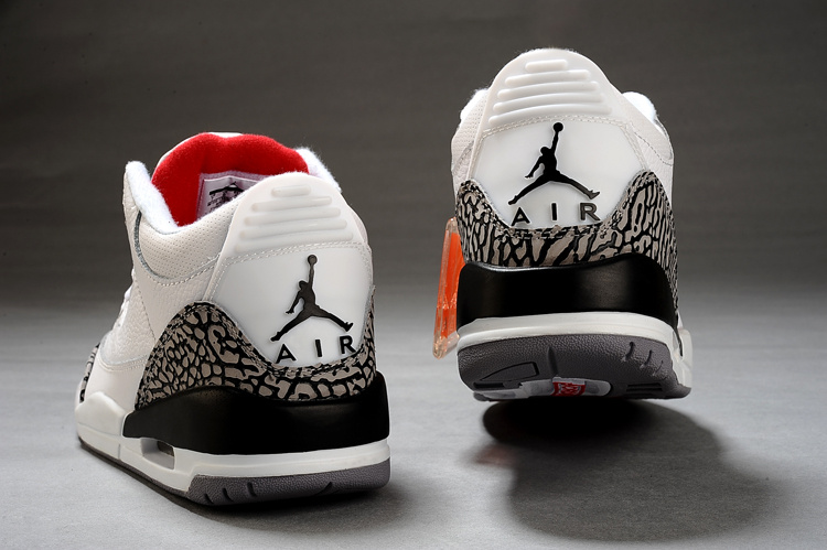 Real Air Jordan Retro 3 White Grey Black Shoes - Click Image to Close