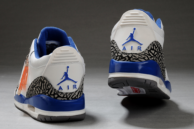 Real Air Jordan Retro 3 White Grey Blue Shoes - Click Image to Close