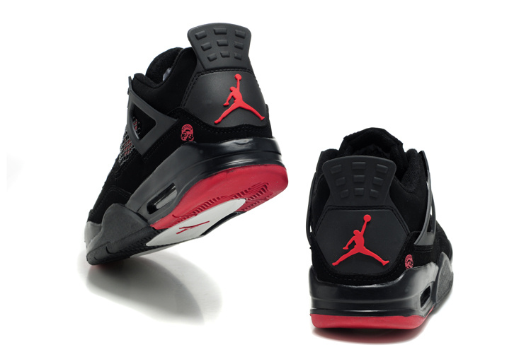 2012 Air Jordan Retro 4 Black Red Logo Shoes