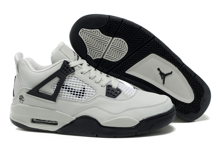 2012 Air Jordan Retro 4 White Black Logo Shoes