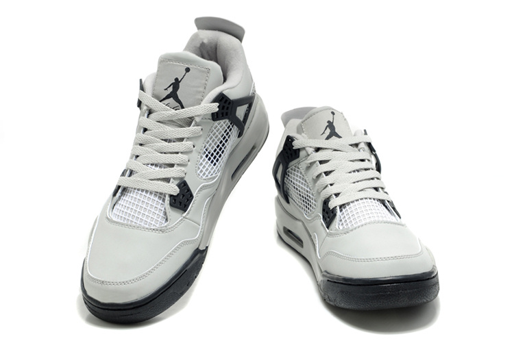 2012 Air Jordan Retro 4 White Black Logo Shoes - Click Image to Close