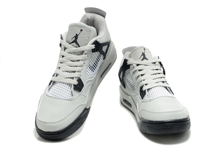 2012 Air Jordan Retro 4 White Black Logo Shoes