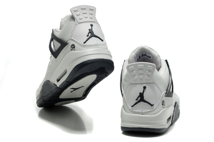 2012 Air Jordan Retro 4 White Black Logo Shoes
