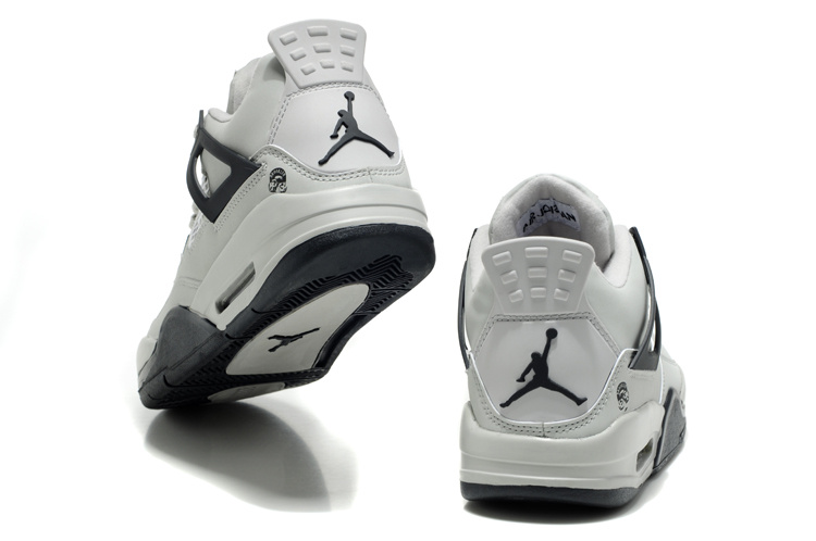 2012 Air Jordan Retro 4 White Black Logo Shoes - Click Image to Close