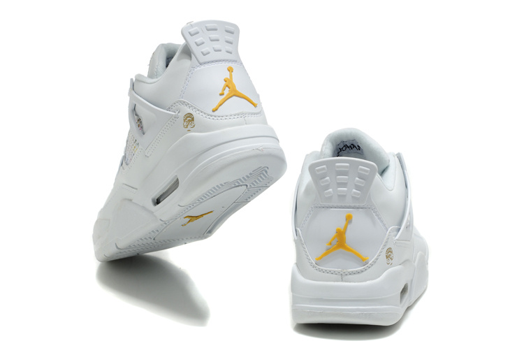 2012 Air Jordan Retro 4 White Yellow Logo Shoes