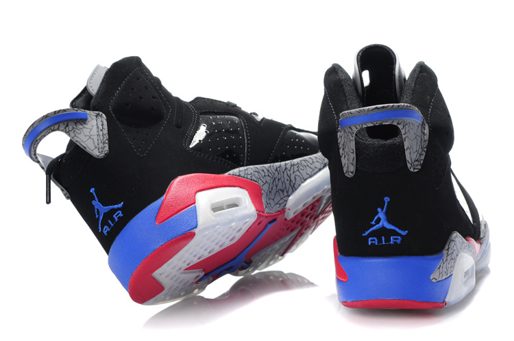 Latest Air Jordan Retro 6 Black Grey Red Blue Shoes