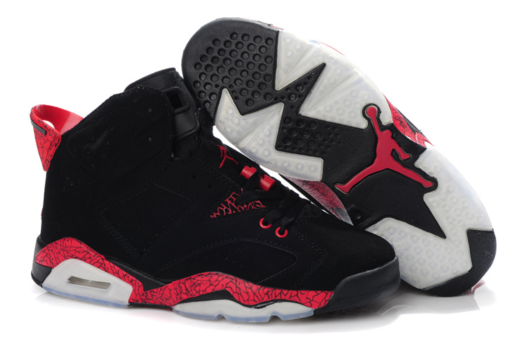 Latest Air Jordan Retro 6 Black Grey Red Shoes - Click Image to Close